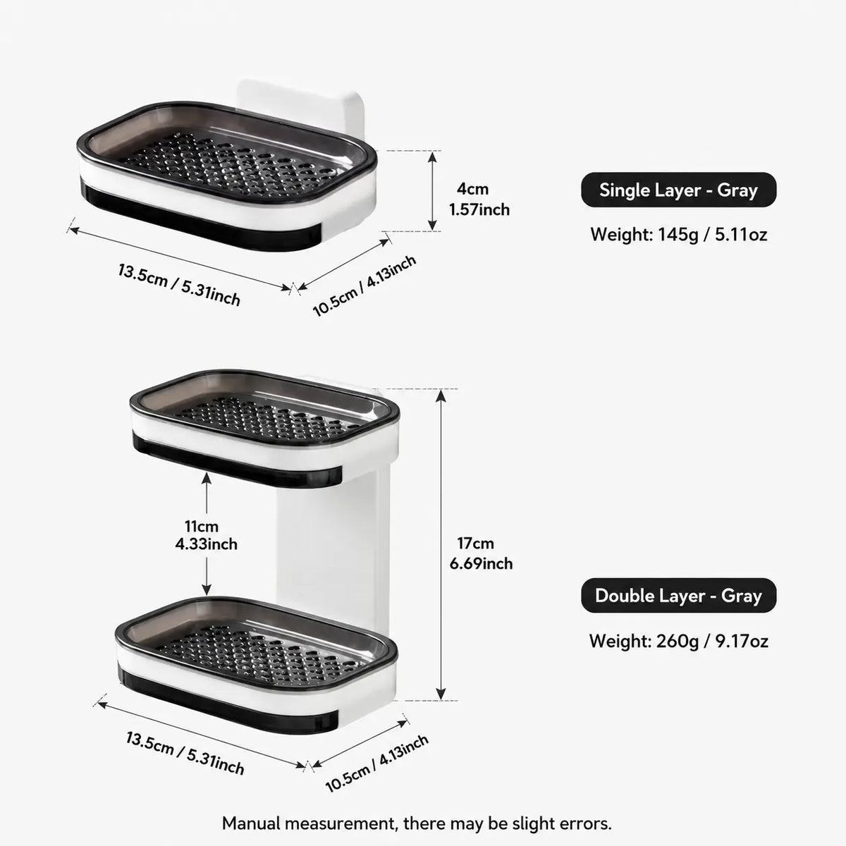 Wall Mounted Double-Layer Soap Bar Holder with Drainage Holes🧼