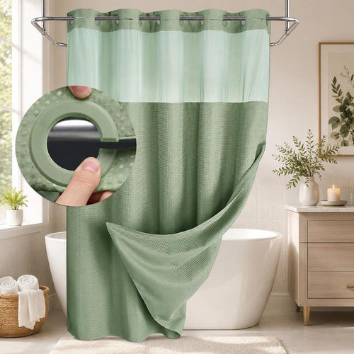🔥hot-sale🔥Double Layer Waffle-Pattern Shower Curtain