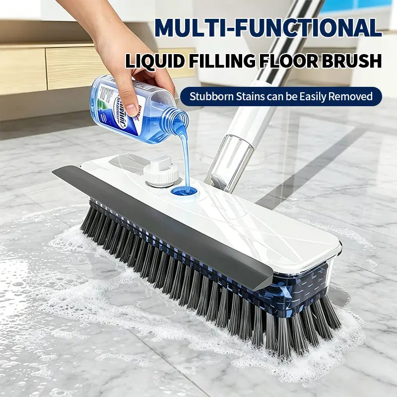 ALL‑in‑1 Liquid Dispensing Floor Scrub Brush with Squeegee