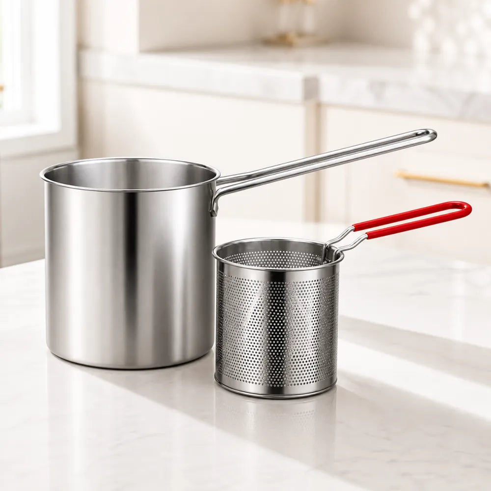 🔥HOT SALE🔥Compact Stainless Steel Deep Fryer Pot Set