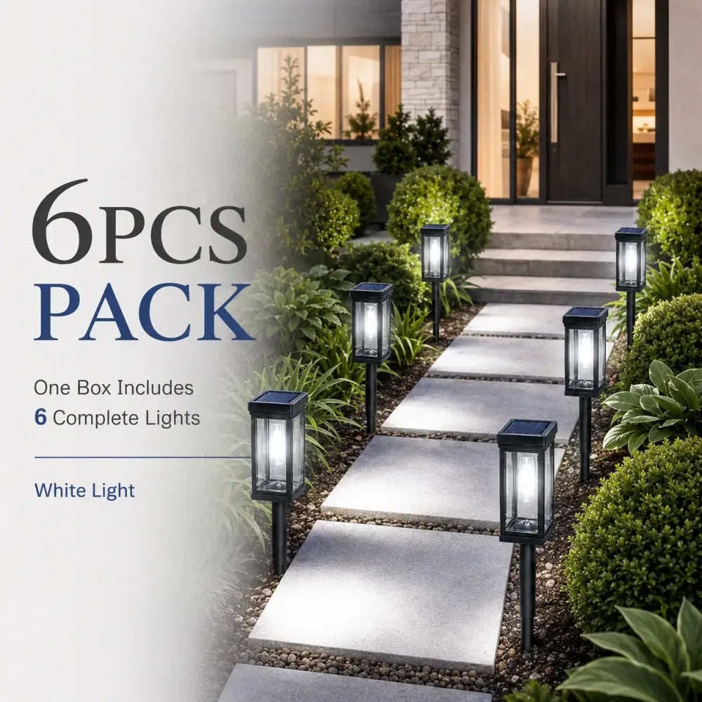 6-Pack Solar Pathway Lights - Warm White or Cool White