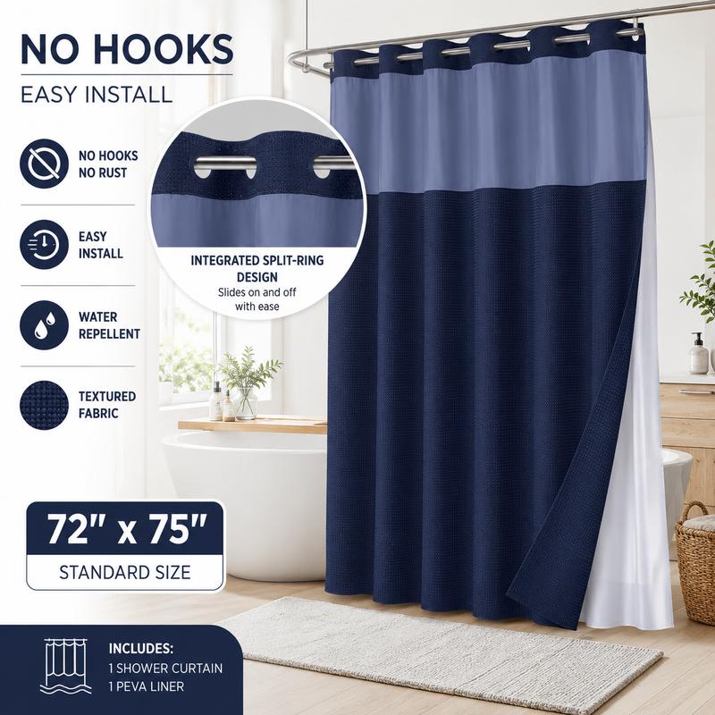 🔥hot-sale🔥Double Layer Waffle-Pattern Shower Curtain