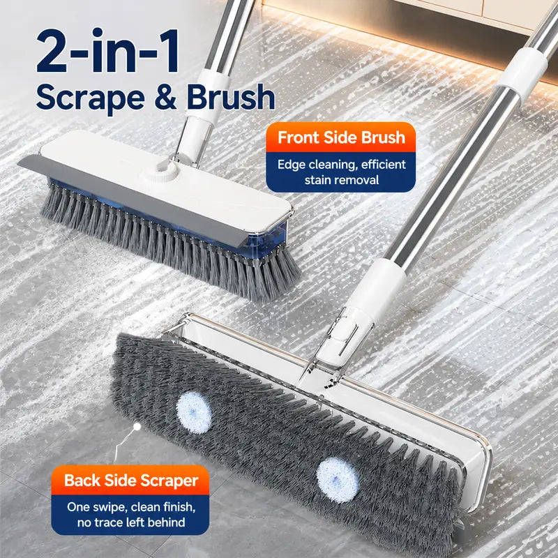 ALL‑in‑1 Liquid Dispensing Floor Scrub Brush with Squeegee