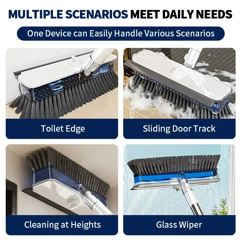 ALL‑in‑1 Liquid Dispensing Floor Scrub Brush with Squeegee