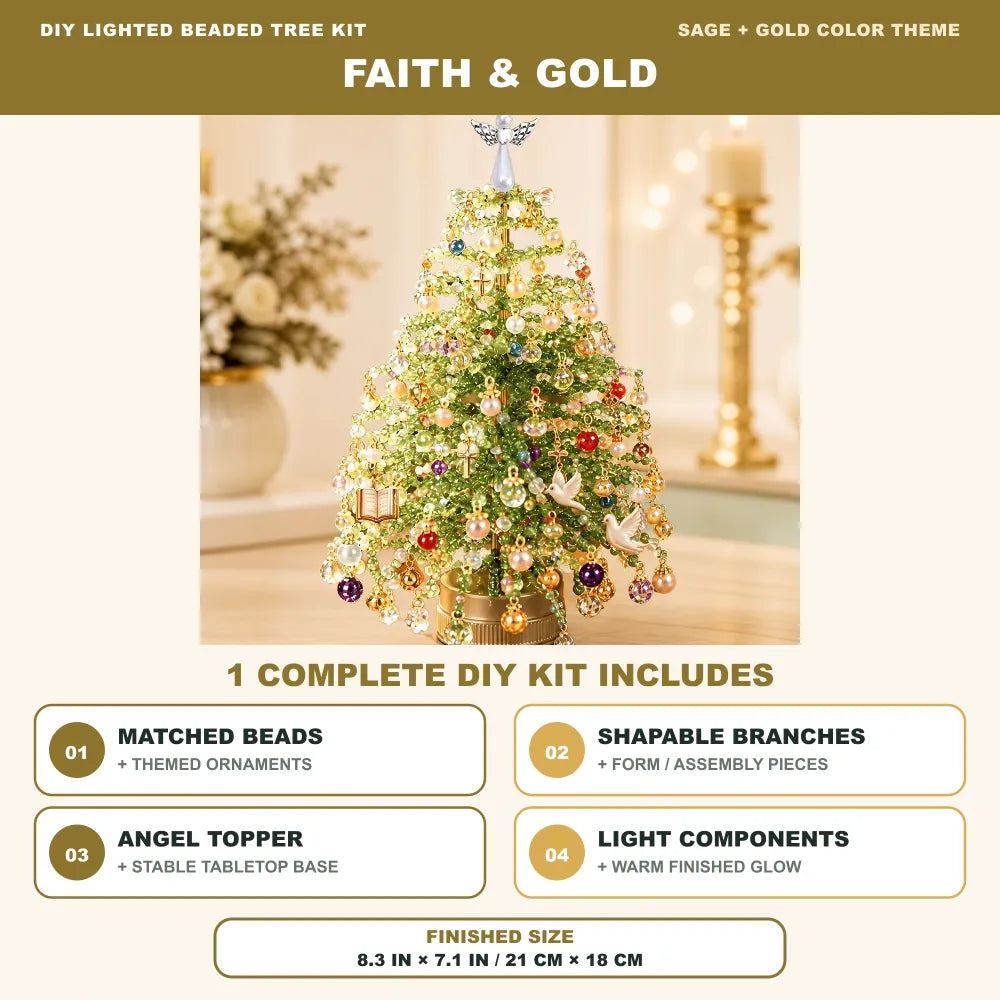🔥HOT SALE🔥DIY Lighted Beaded Tabletop Tree Craft Kit