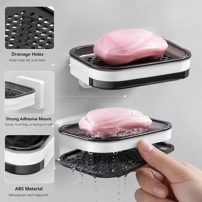 Wall Mounted Double-Layer Soap Bar Holder with Drainage Holes🧼