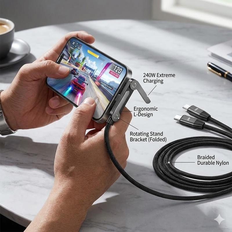 🔥Fast-Charging Cable with Detatchable Stand