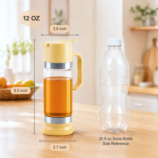 Syrup Dispenser – Press-to-Pour Glass Jar with Handle
