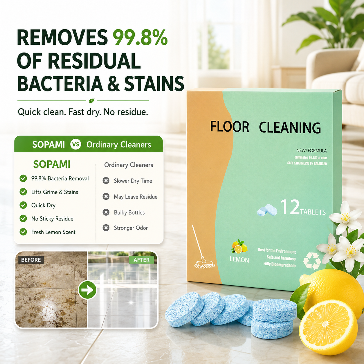 🏡✨Fast-Drying Lemon Floor Cleaning Tablets