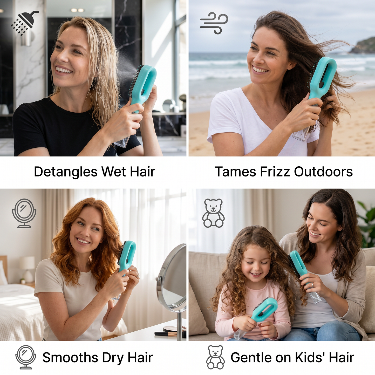 Anti-Frizz Spray Hair Brush – Smooths Flyaways and Makes Hairstyling Easier