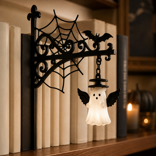 Winged Ghost Bookshelf Lantern Light