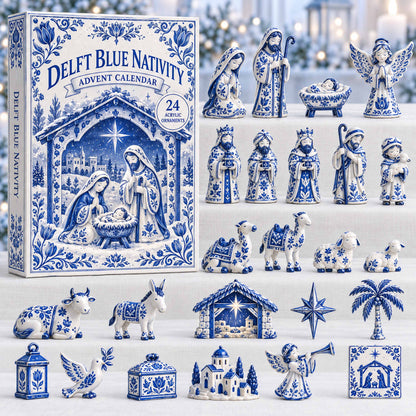 CHRISTMAS KICKOFF  - Delft Blue Nativity Advent Calendar 2026 - 24-Day Festive Countdown, Acrylic Charms Blind Box - Gift For Family NCU0NTD2214