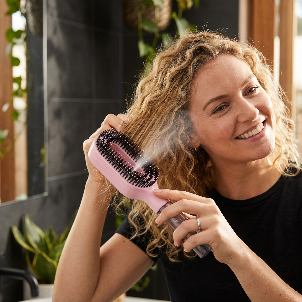 Anti-Frizz Spray Hair Brush – Smooths Flyaways and Makes Hairstyling Easier