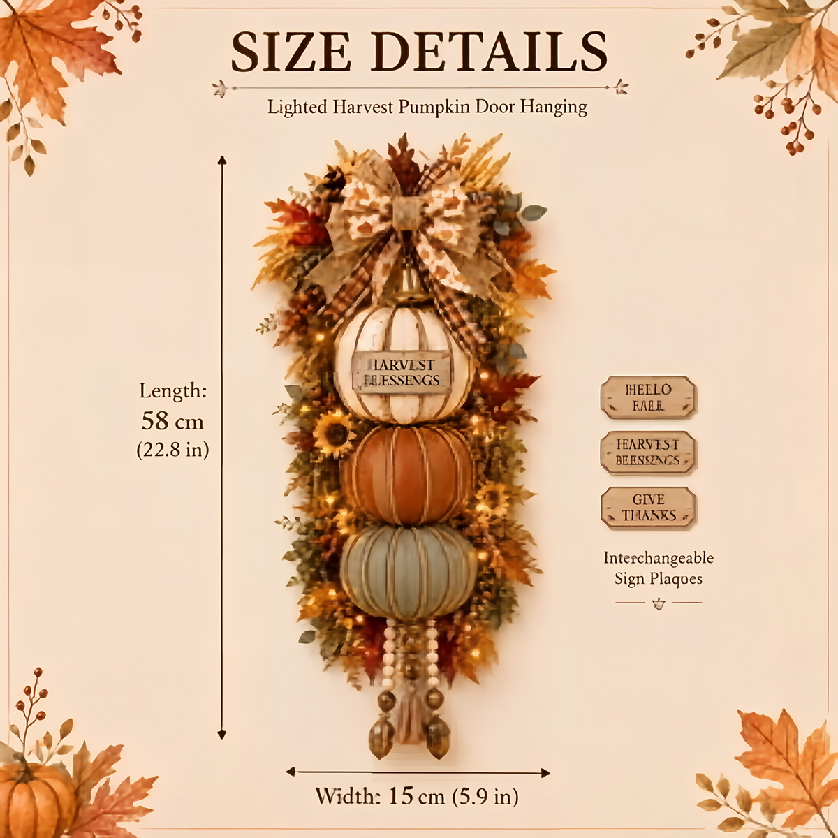 🎁 Last Day 50% OFF✨-🎄Lighted Stacked Pumpkin Fall Door Decorfor Cozy Autumn Home Entryway Charm 🍂