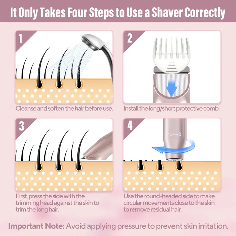 👙Bikini Ready⚡Bikini Trimmer for Women, Electric Shaver and Razor Rechargeable 2-in-1 Body and Facial Epilator, Underarms and Legs, IPX7 Waterproof
